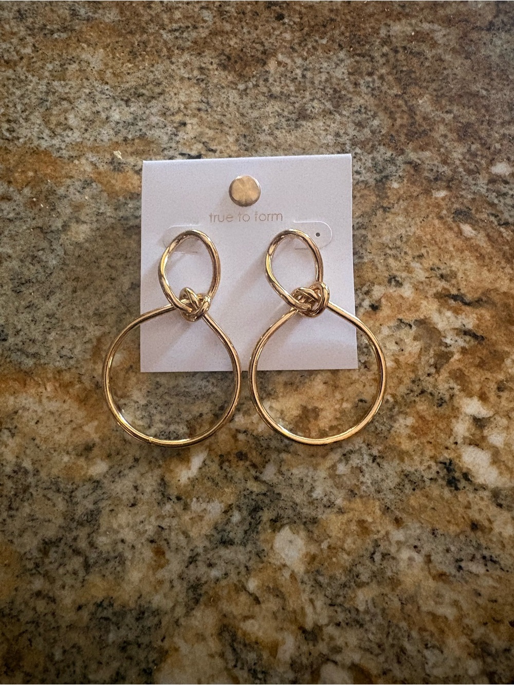 NEW True to Form Gold Double Hoop Knot Drop Earrings
